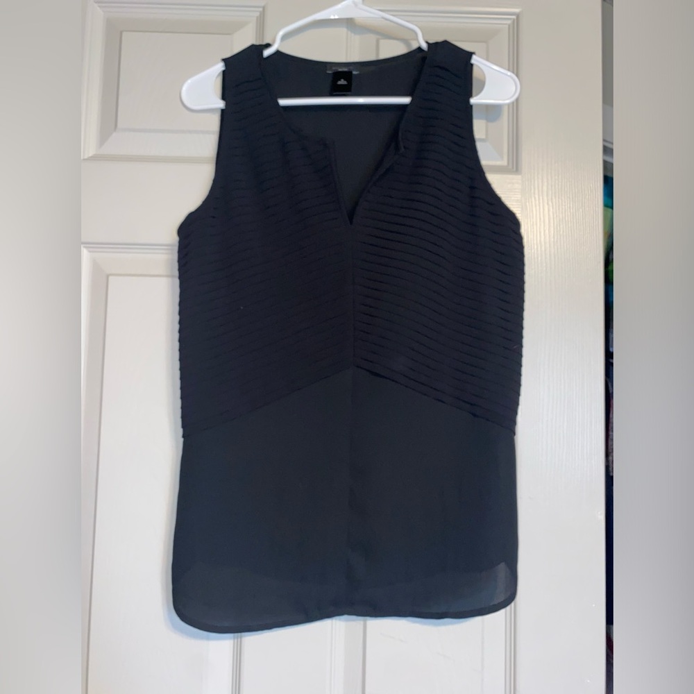 Ann Taylor Factory Black Textured Sleeveless Blouse